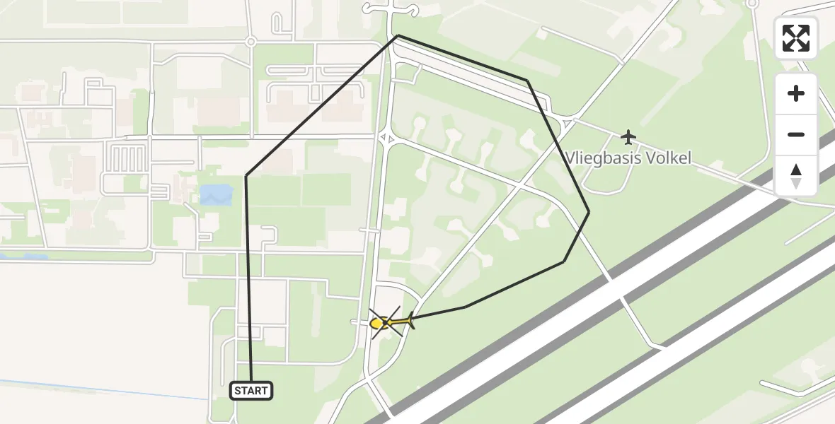 Routekaart van de vlucht: Lifeliner 3 naar Vliegbasis Volkel, Zeelandsedijk