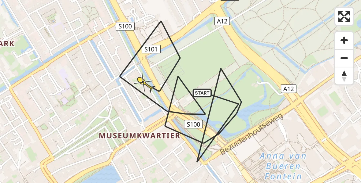Routekaart van de vlucht: Politieheli naar Den Haag, Koekamp