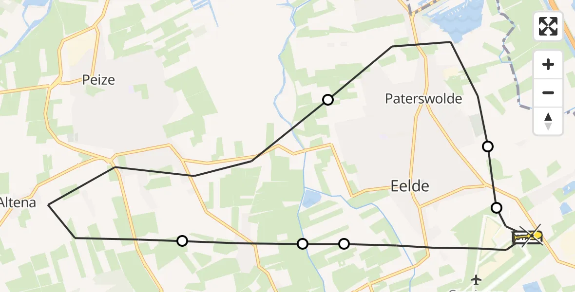 Routekaart van de vlucht: Lifeliner 4 naar Groningen Airport Eelde, Molenweg