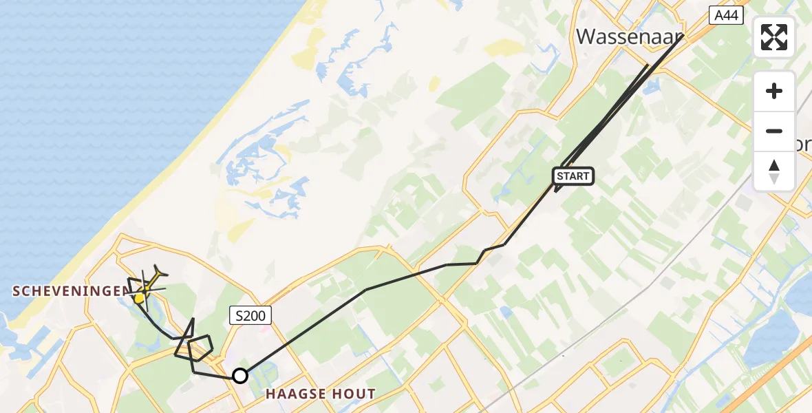 Routekaart van de vlucht: Politieheli naar Den Haag, Anemonenweg