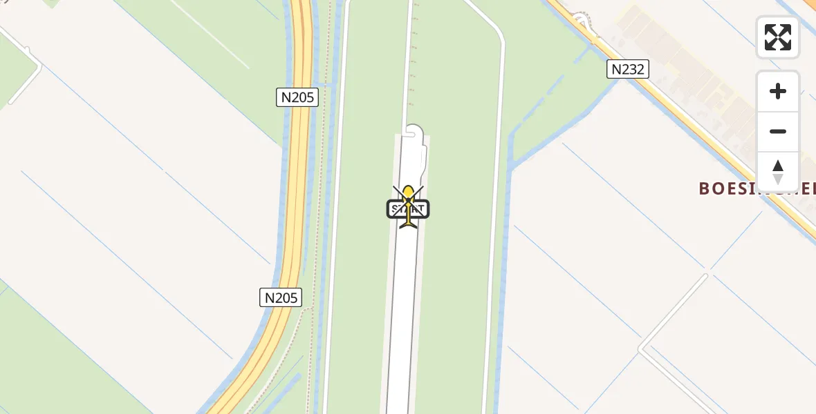 Routekaart van de vlucht: Politieheli naar Schiphol, Polderbaanpad