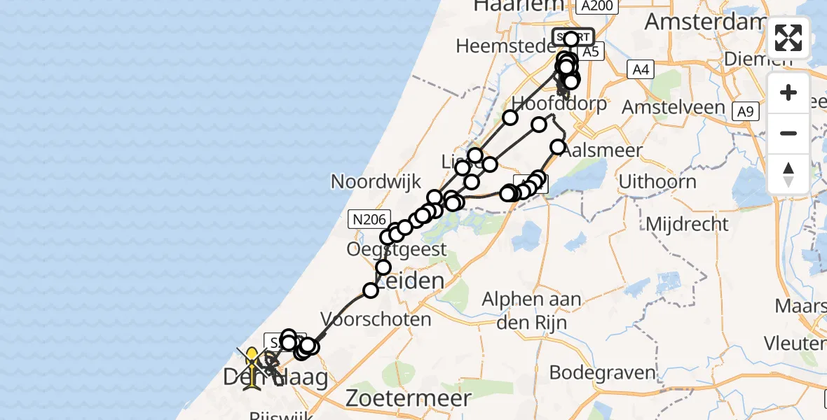 Routekaart van de vlucht: Politiehelikopter naar Den Haag, Polderbaanpad