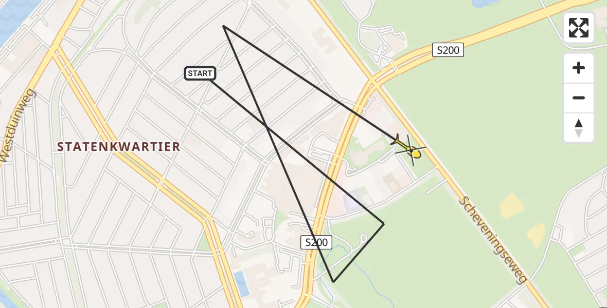 Routekaart van de vlucht: Politieheli naar Den Haag, Verlengde Tolweg