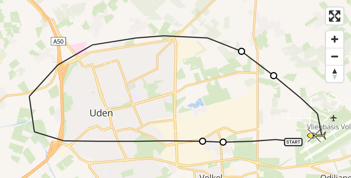 Routekaart van de vlucht: Lifeliner 3 naar Vliegbasis Volkel, Venstraat