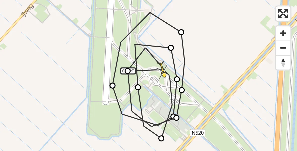 Routekaart van de vlucht: Politieheli naar Schiphol, Vijfhuizerweg