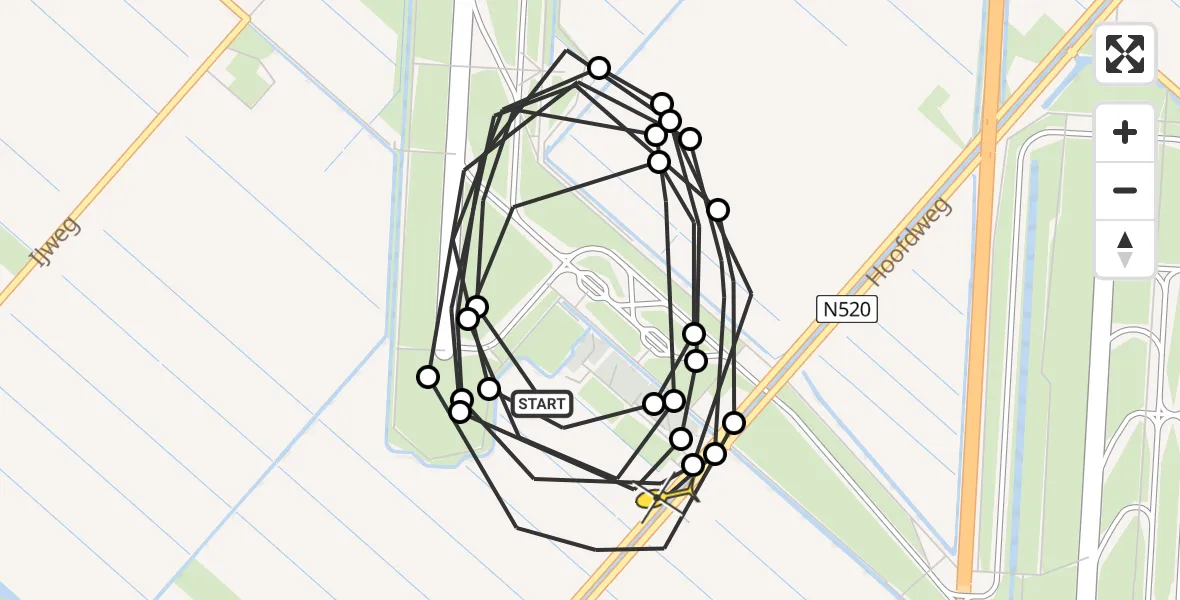 Routekaart van de vlucht: Politieheli naar Hoofddorp, Vijfhuizerweg