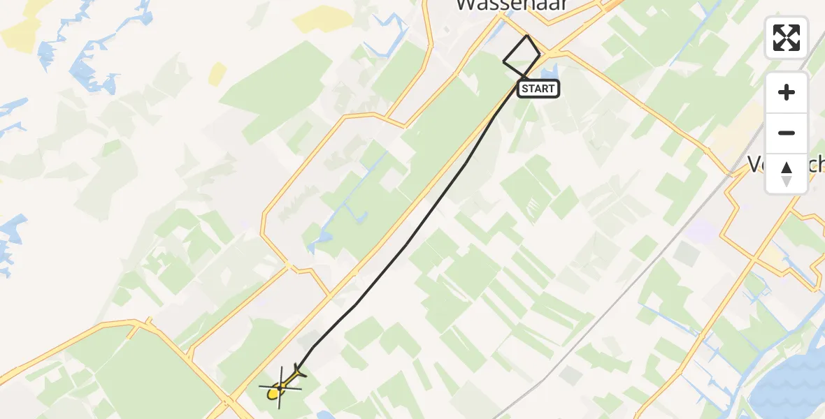 Routekaart van de vlucht: Politieheli naar Wassenaar, Rijksstraatweg