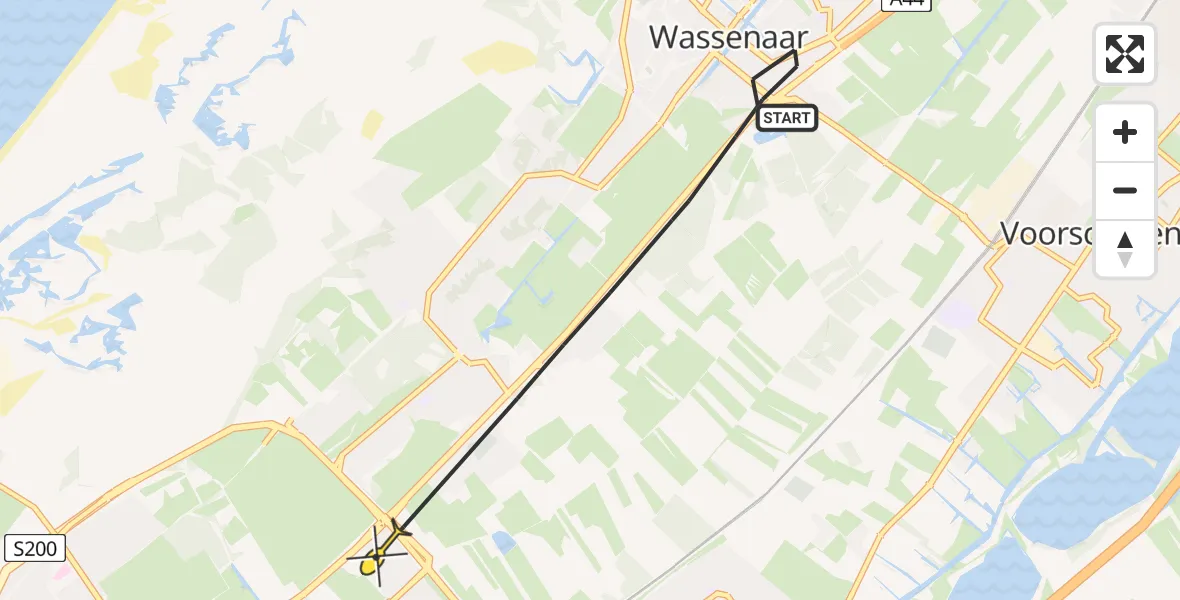 Routekaart van de vlucht: Politiehelikopter naar Den Haag, Rijksstraatweg