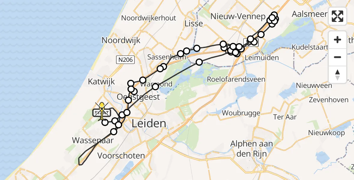 Routekaart van de vlucht: Politiehelikopter naar Valkenburg, Doleindsloot
