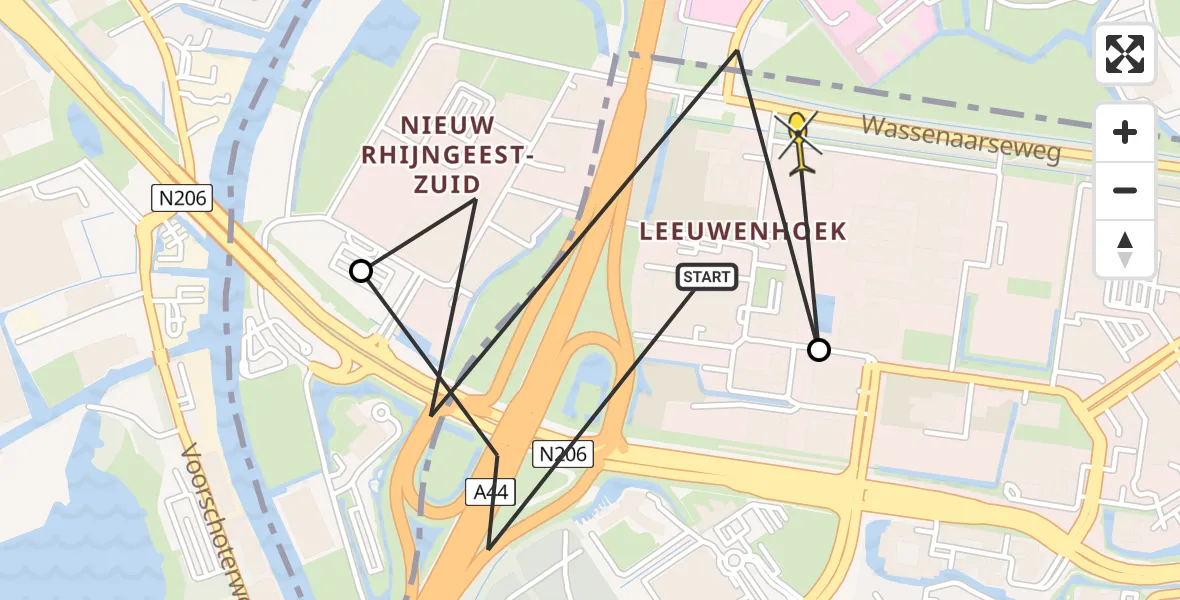 Routekaart van de vlucht: Politiehelikopter naar Leiden, Endegeesterstraatweg