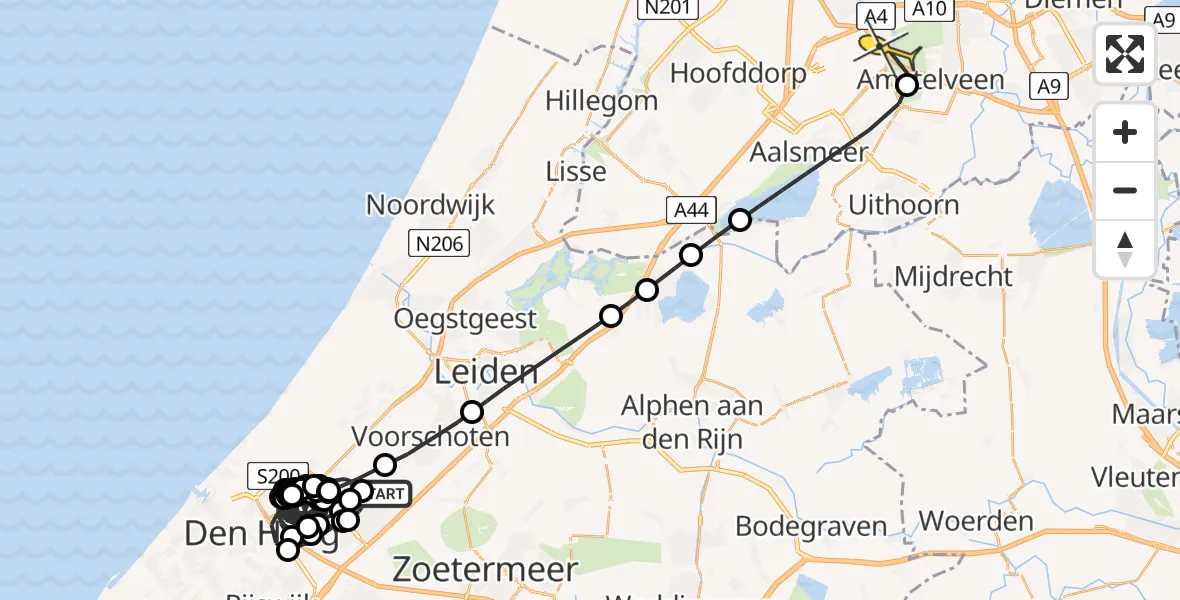 Routekaart van de vlucht: Politieheli naar Badhoevedorp, Fuutlaan