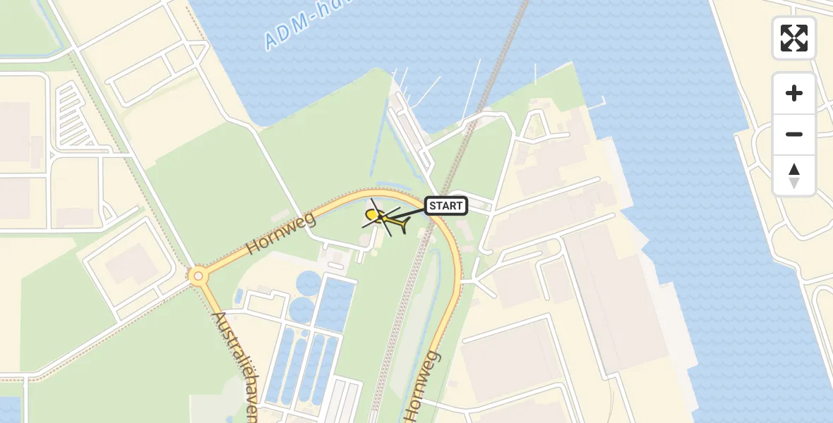 Routekaart van de vlucht: Lifeliner 1 naar Amsterdam Heliport, Hornweg
