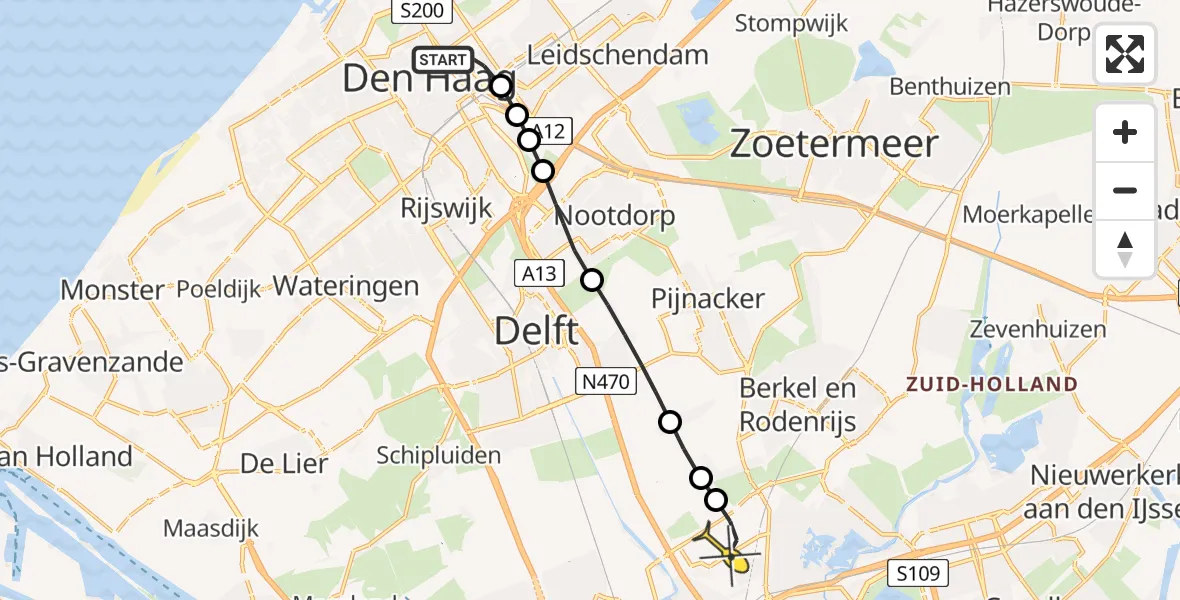 Routekaart van de vlucht: Lifeliner 2 naar Rotterdam The Hague Airport, Juliana van Stolberglaan