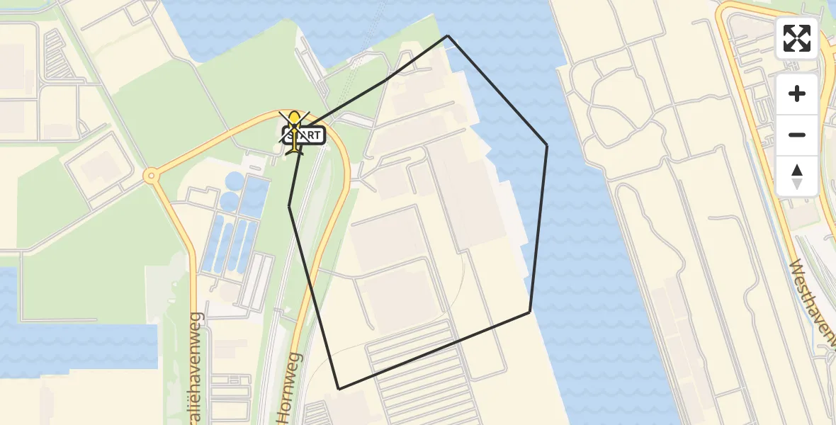Routekaart van de vlucht: Lifeliner 1 naar Amsterdam Heliport, Lipariweg