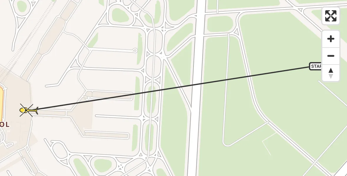 Routekaart van de vlucht: Politiehelikopter naar Luchthaven Schiphol, Rinse Hofstraweg