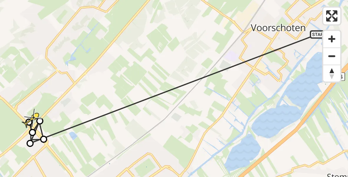 Routekaart van de vlucht: Politiehelikopter naar Wassenaar, Marlotlaan