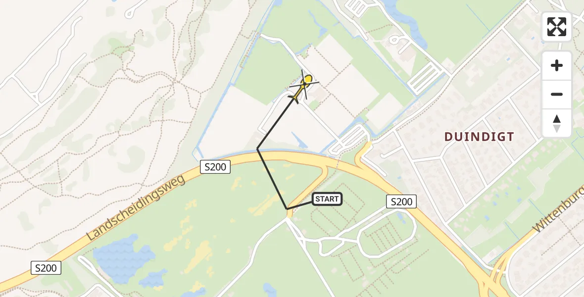 Routekaart van de vlucht: Politieheli naar Wassenaar, Buurtweg