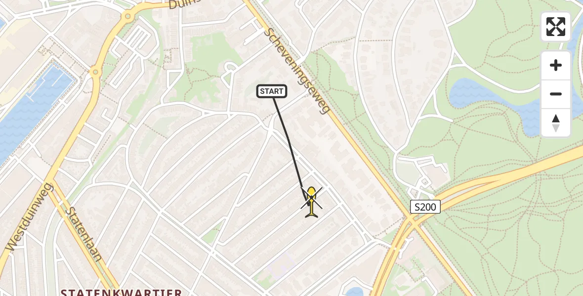 Routekaart van de vlucht: Politieheli naar Den Haag, Ten Hovestraat