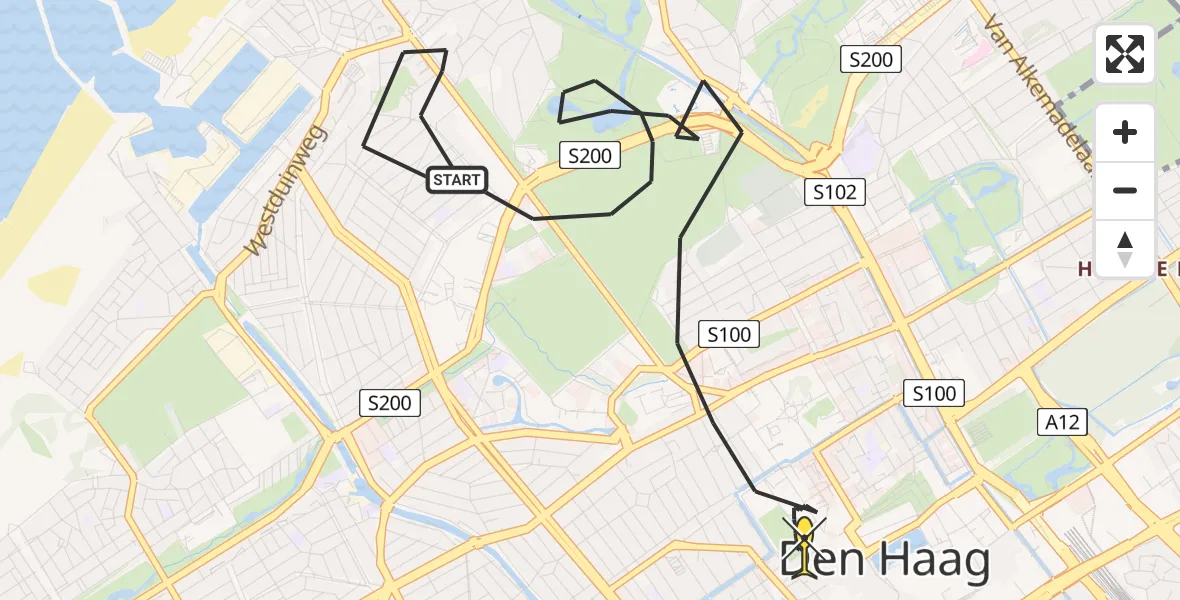 Routekaart van de vlucht: Politieheli naar Den Haag, Rusthoekstraat