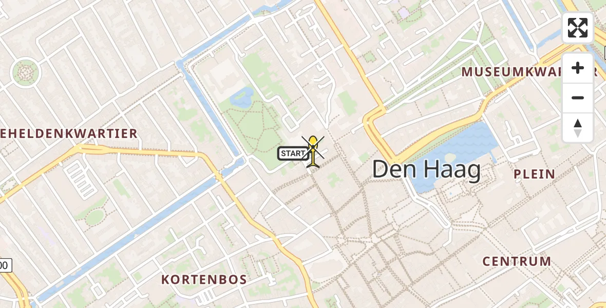 Routekaart van de vlucht: Politieheli naar Den Haag, Molenstraat