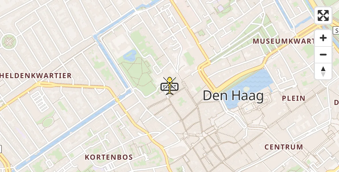 Routekaart van de vlucht: Politieheli naar Den Haag, Molenstraat