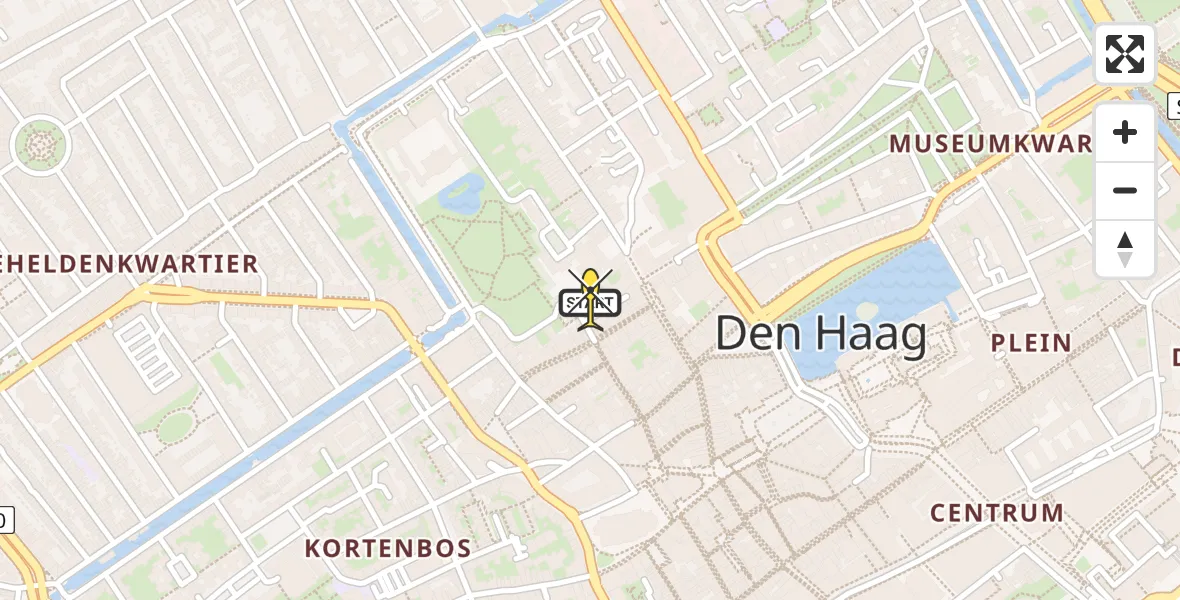 Routekaart van de vlucht: Politieheli naar Den Haag, Molenstraat