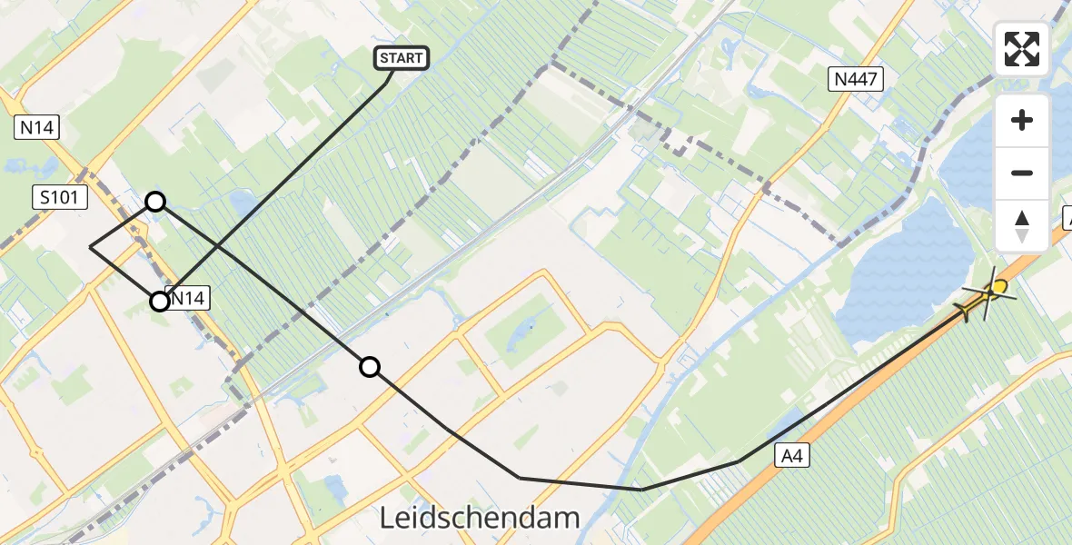 Routekaart van de vlucht: Politiehelikopter naar Leidschendam, Isabellaland