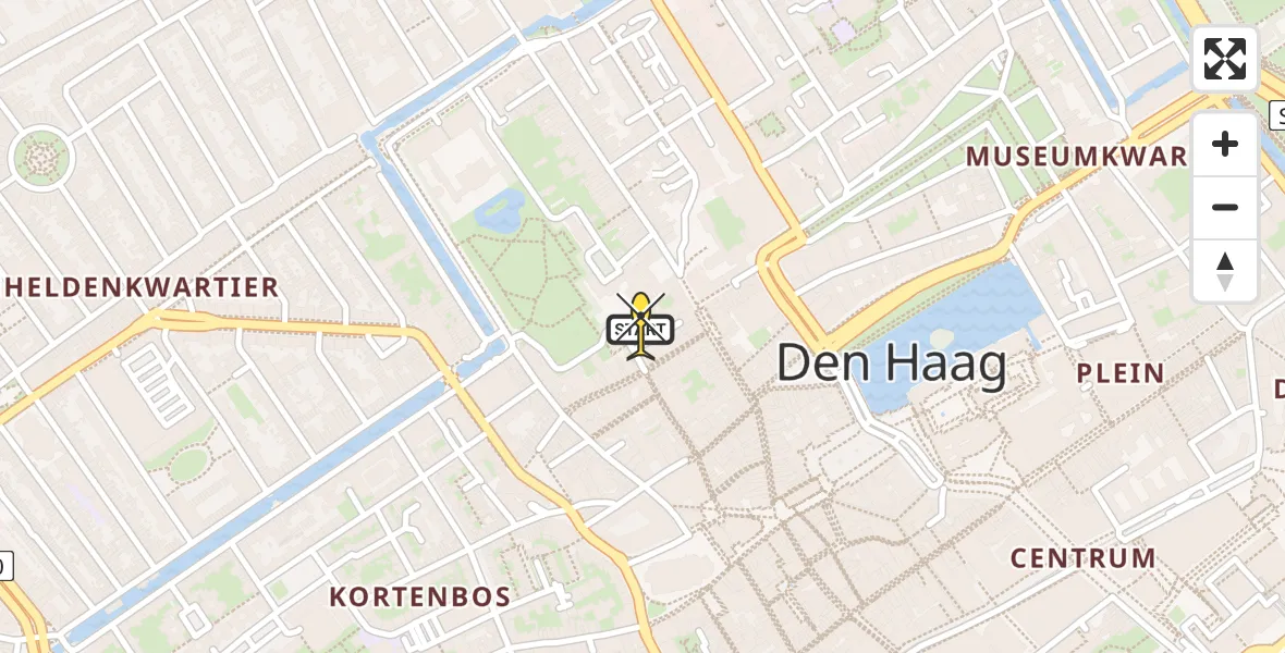 Routekaart van de vlucht: Politiehelikopter naar Den Haag, Molenstraat