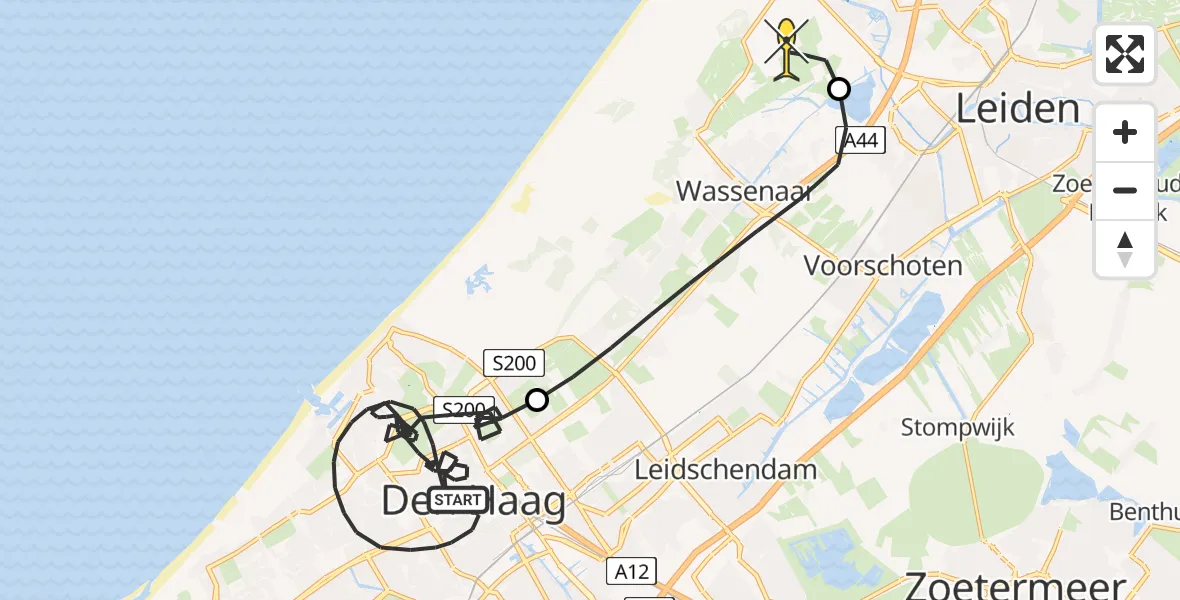 Routekaart van de vlucht: Politiehelikopter naar Valkenburg, Riouwstraat