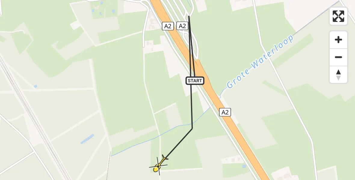 Routekaart van de vlucht: Politiehelikopter naar Liempde, Grote Waterloop