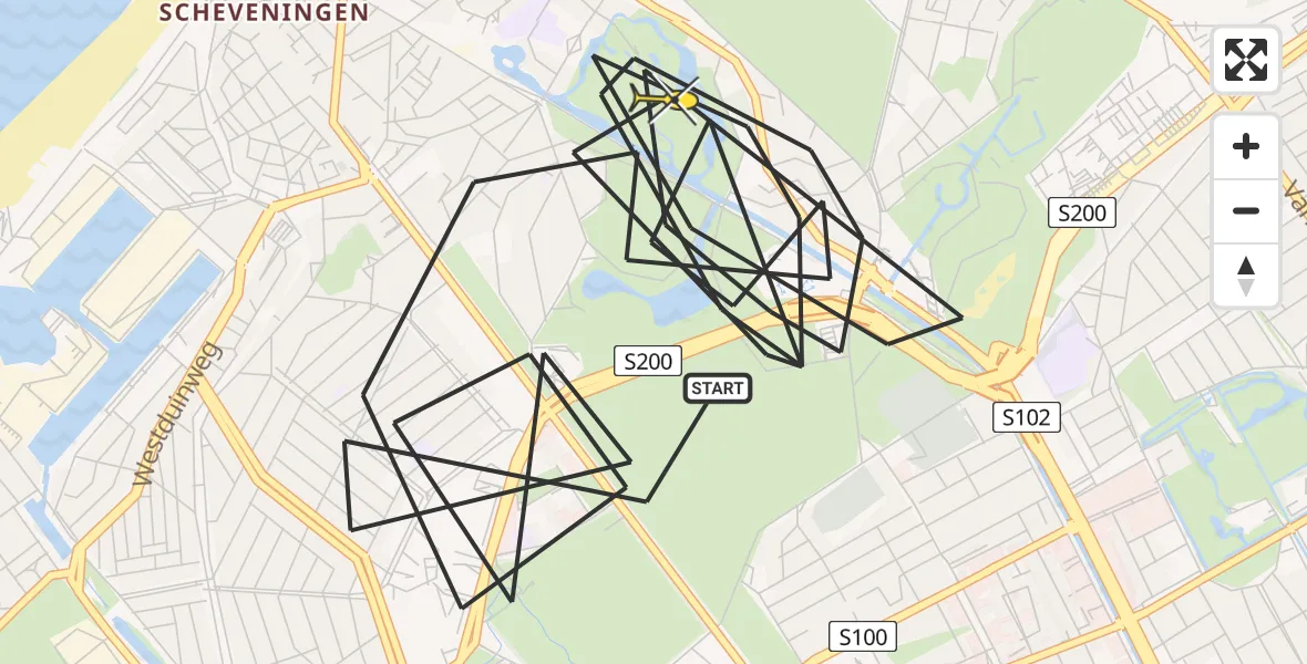 Routekaart van de vlucht: Politieheli naar Den Haag, Frederik Hendriklaan