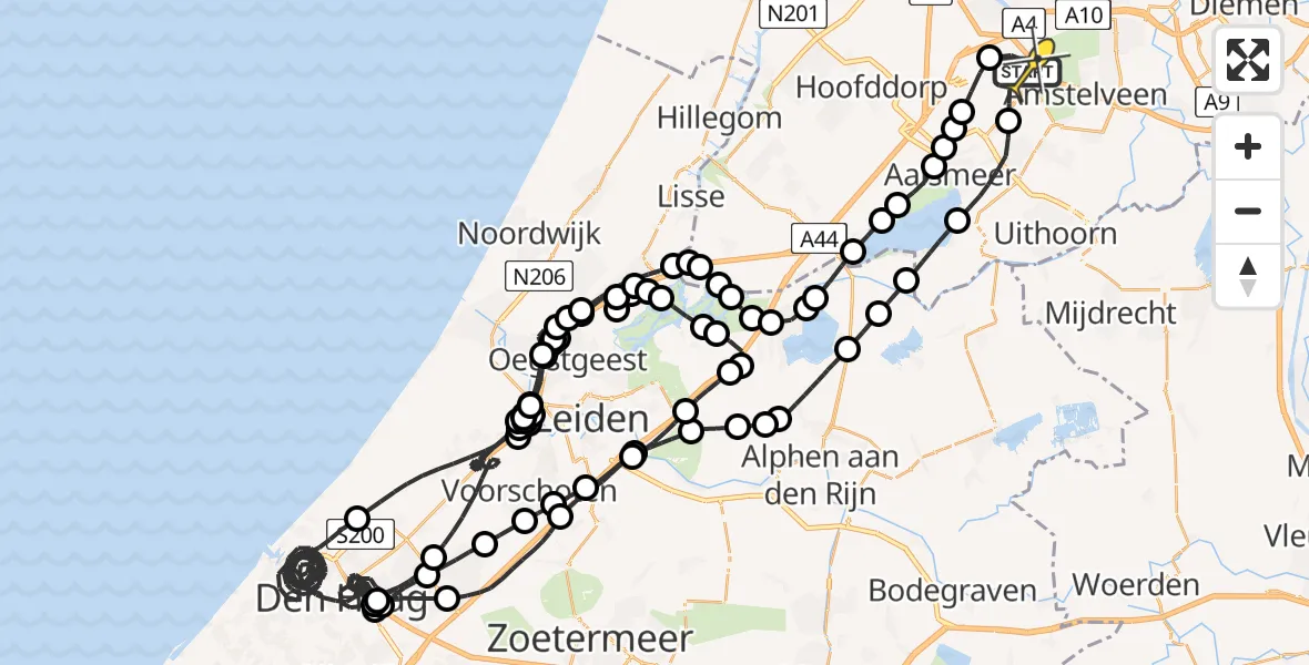 Routekaart van de vlucht: Politieheli naar Schiphol, Westerkimweg