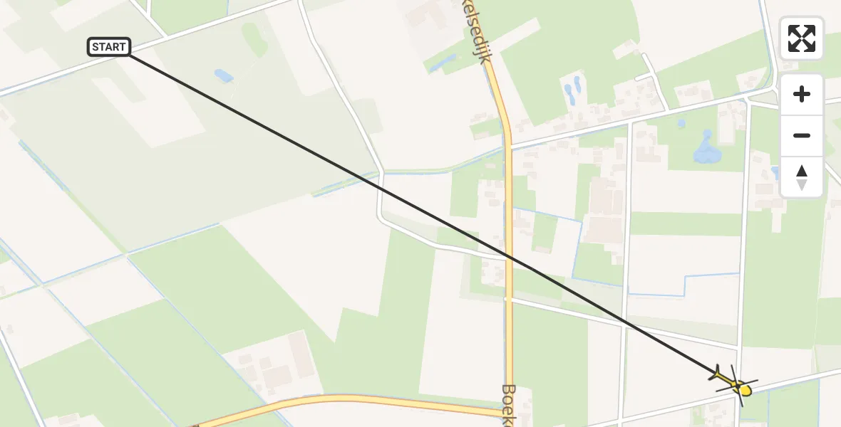 Routekaart van de vlucht: Politiehelikopter naar Vliegbasis Volkel, Millsebaan