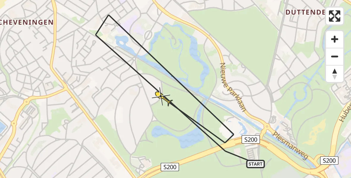 Routekaart van de vlucht: Politieheli naar Den Haag, Sleepnetstraat