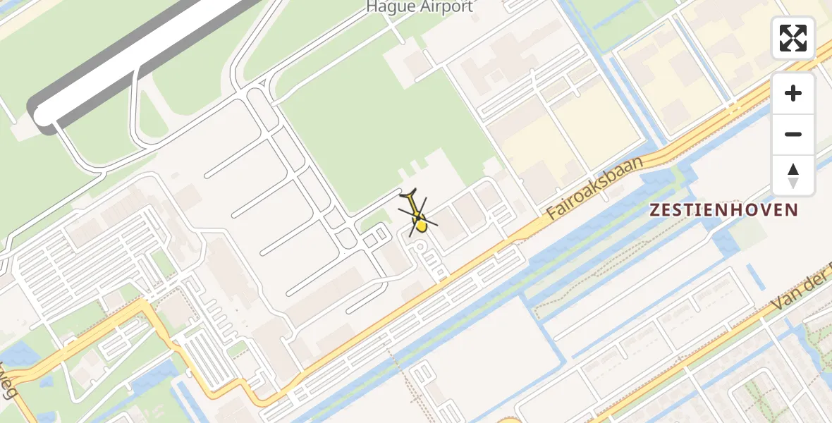 Vluchtroute Politiehelikopter van Rotterdam The Hague Airport naar Rotterdam The Hague Airport