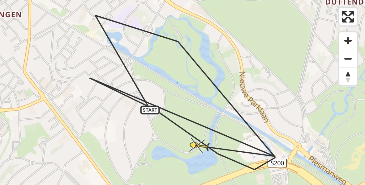 Routekaart van de vlucht: Politieheli naar Den Haag, Haringkade