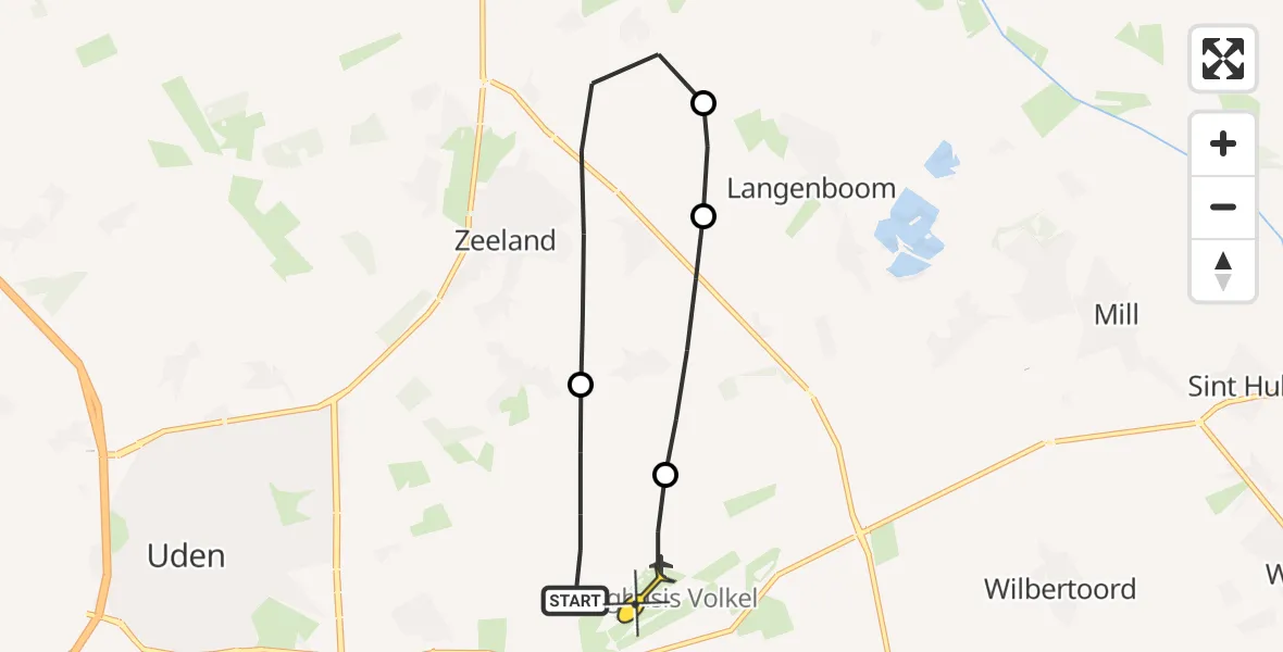 Routekaart van de vlucht: Lifeliner 3 naar Vliegbasis Volkel, zeelandsedijk