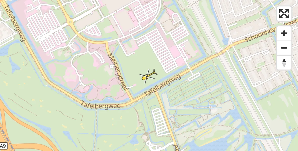 Routekaart van de vlucht: Lifeliner 1 naar Academisch Medisch Centrum (AMC)