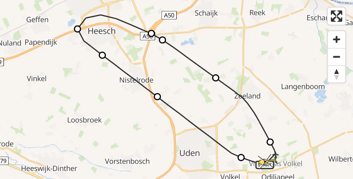 Routekaart van de vlucht: Lifeliner 3 naar Vliegbasis Volkel, Mandenmakerstraat