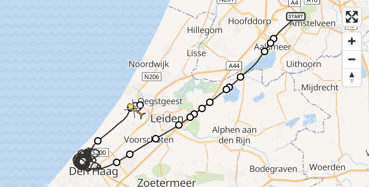 Routekaart van de vlucht: Politiehelikopter naar Valkenburg, Zanderijstraat