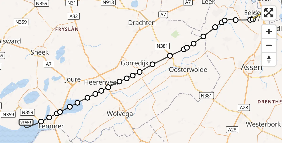 Routekaart van de vlucht: Lifeliner 4 naar Groningen Airport Eelde, Machlaan