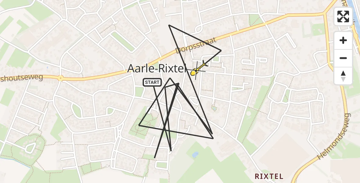 Routekaart van de vlucht: Politieheli naar Aarle-Rixtel, Dijkmanstraat