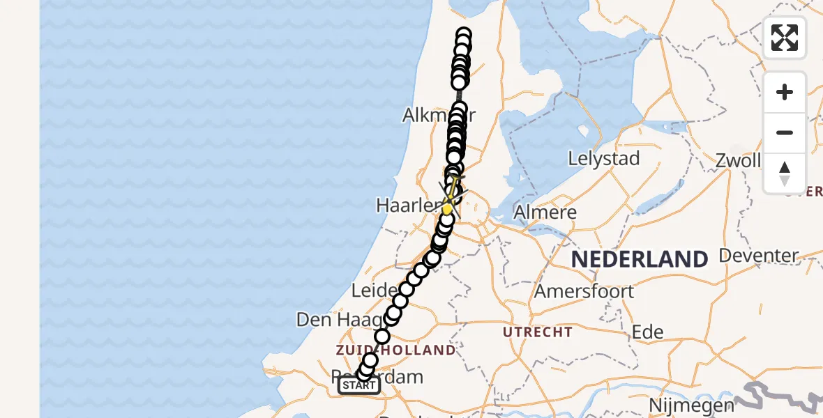 Routekaart van de vlucht: Lifeliner 1 naar Amsterdam Heliport, Copernicusplein