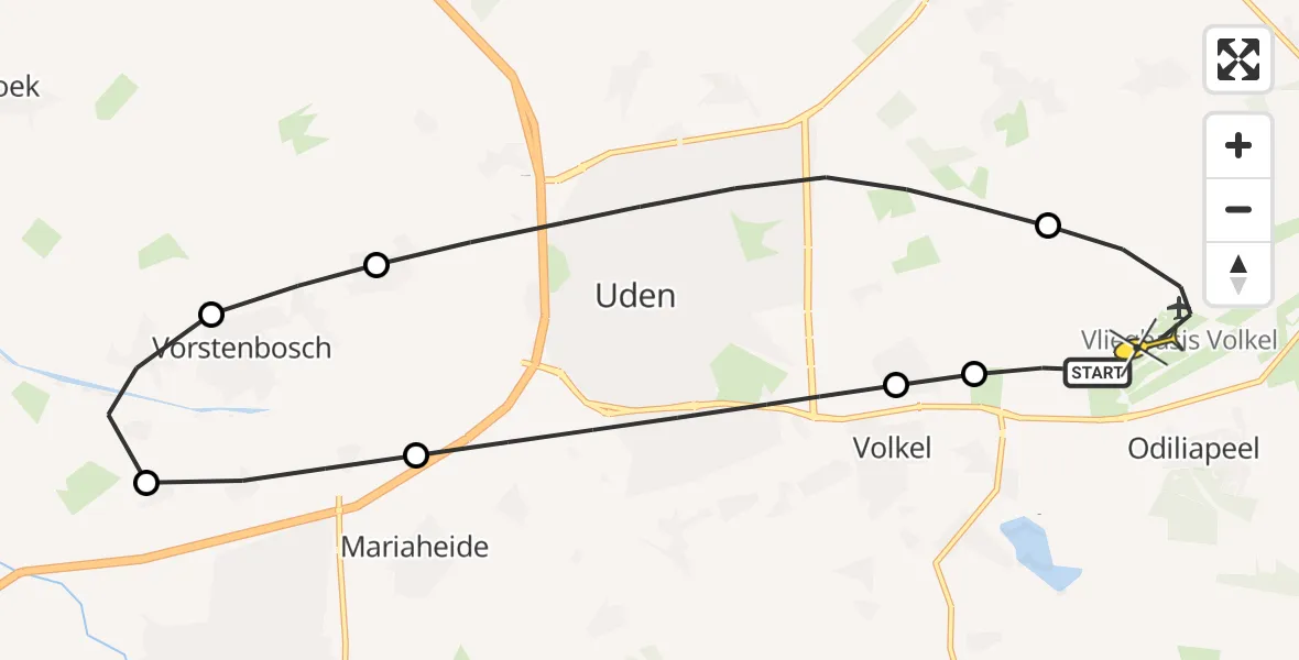 Routekaart van de vlucht: Lifeliner 3 naar Vliegbasis Volkel, Venstraat