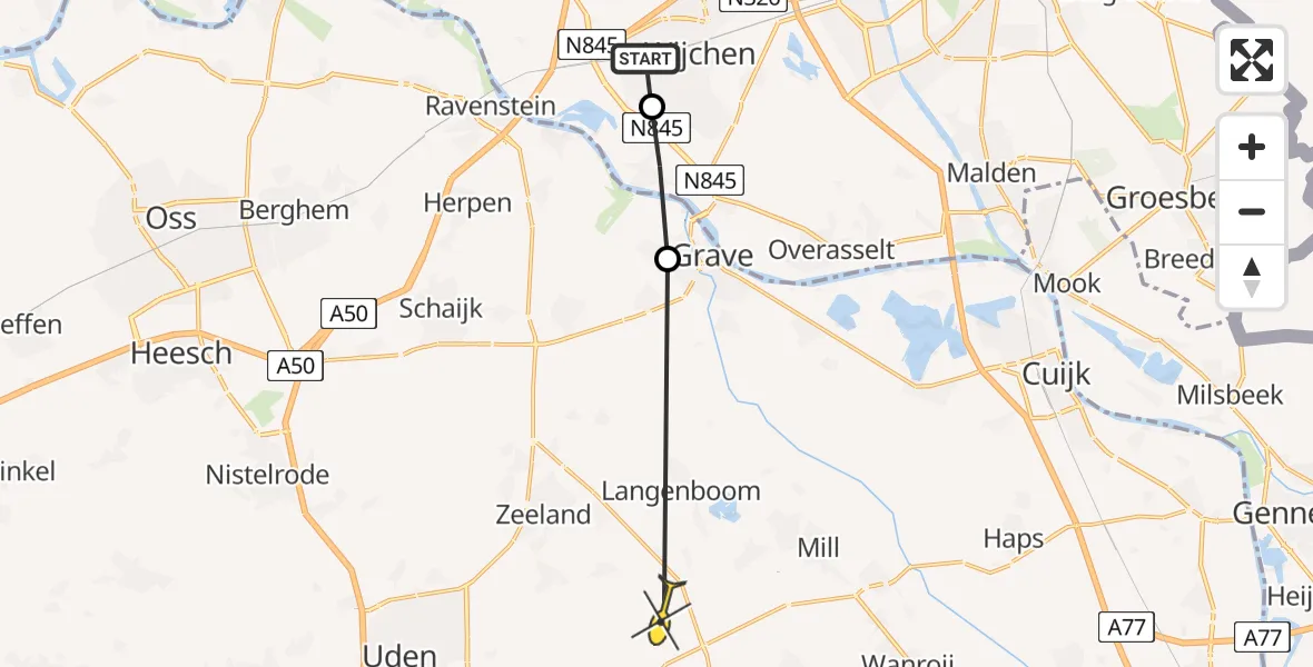 Routekaart van de vlucht: Politiehelikopter naar Odiliapeel, Abersland