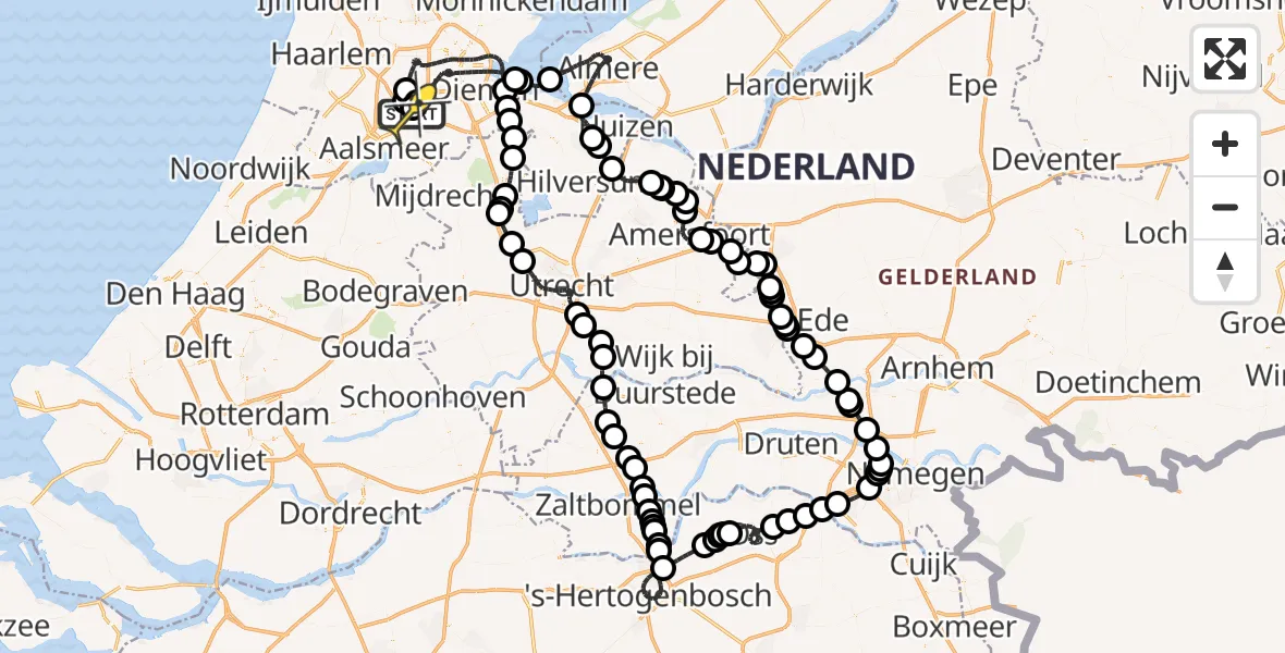 Routekaart van de vlucht: Politieheli naar Schiphol, Loevesteinse Randweg