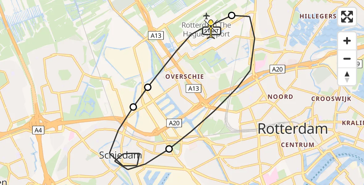 Routekaart van de vlucht: Lifeliner 2 naar Rotterdam The Hague Airport, Achterdijk