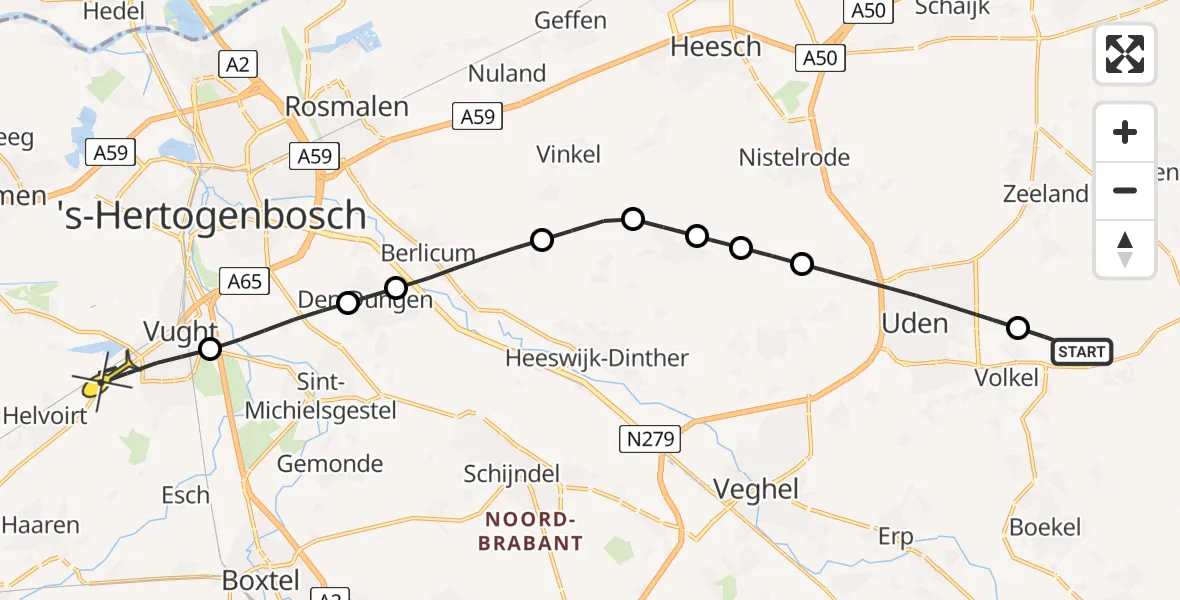 Routekaart van de vlucht: Lifeliner 3 naar Vught, Zeelandsedijk