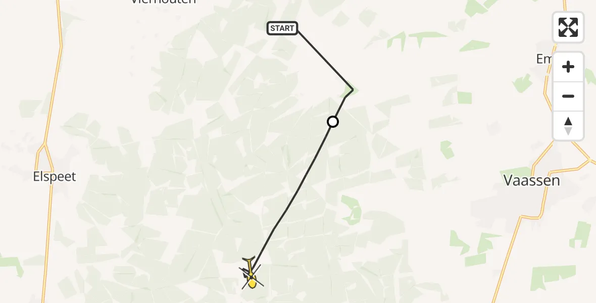 Routekaart van de vlucht: Politieheli naar Vaassen, Gortelseweg