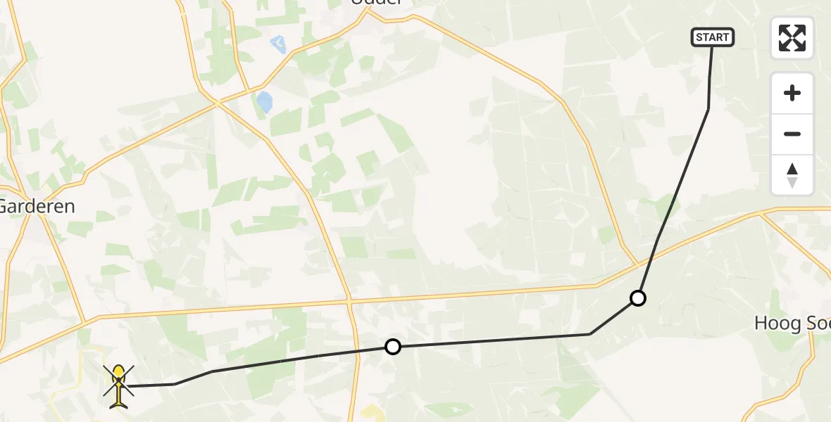 Routekaart van de vlucht: Politiehelikopter naar Uddel, Vossen
